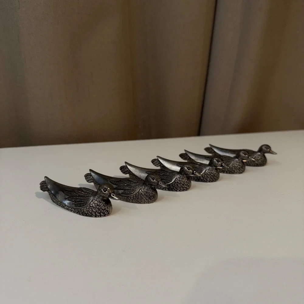 Vintage Silea Silver‎ Plated Duck Knife Rests Set of 6 French Table Decor